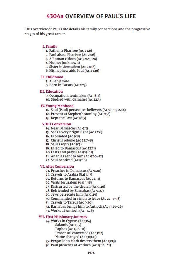 Outline of Pauls Life