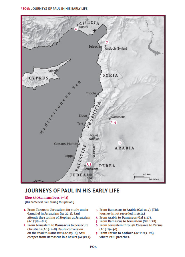 Journeys of Paul in His Early Life
